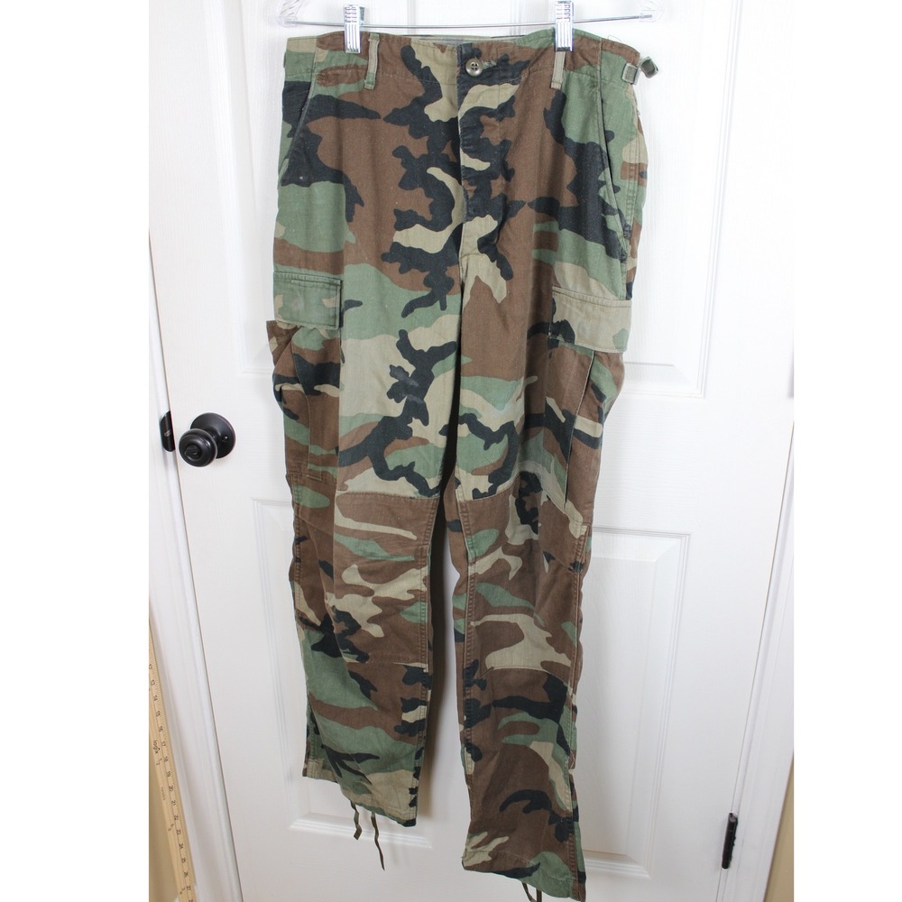 Vtg‎ 90s Mens Military Double Knee Button Fly Camouflage Cargo Pants USA